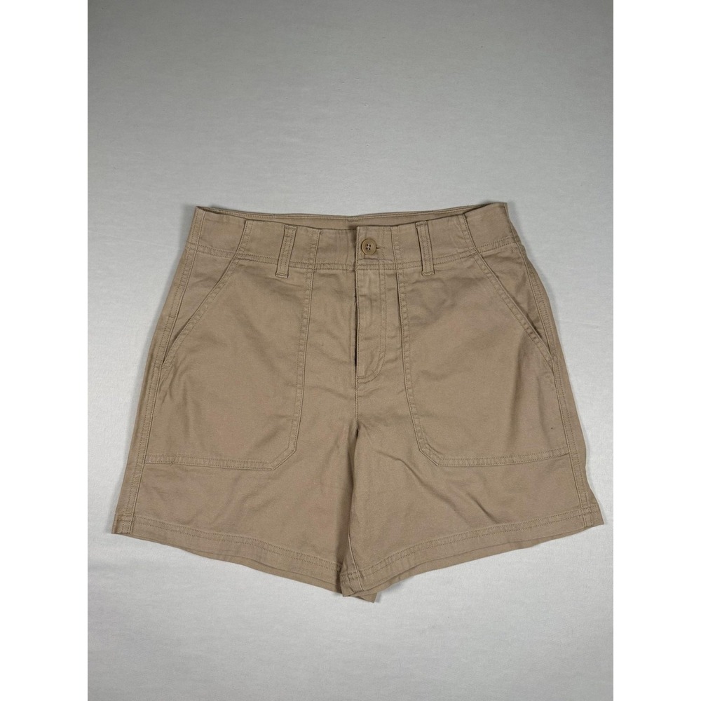 Eddie Bauer Shorts Womens 6 Beige Chino Twill Flat Front Slash Pockets Casual